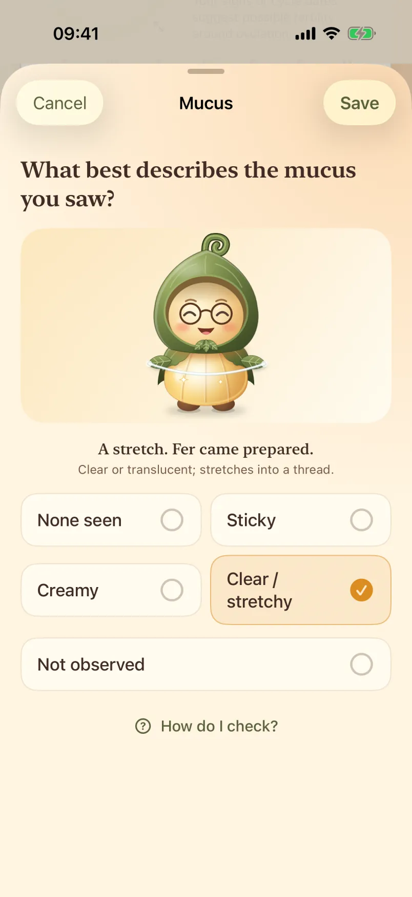 Choosing a mucus observation while Fer demonstrates it